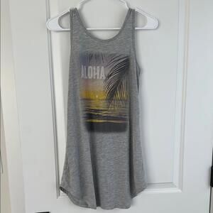 Aloha Graphic Swim Cover Up Heather Gray XS Sleeveless Top Hawaii Urban